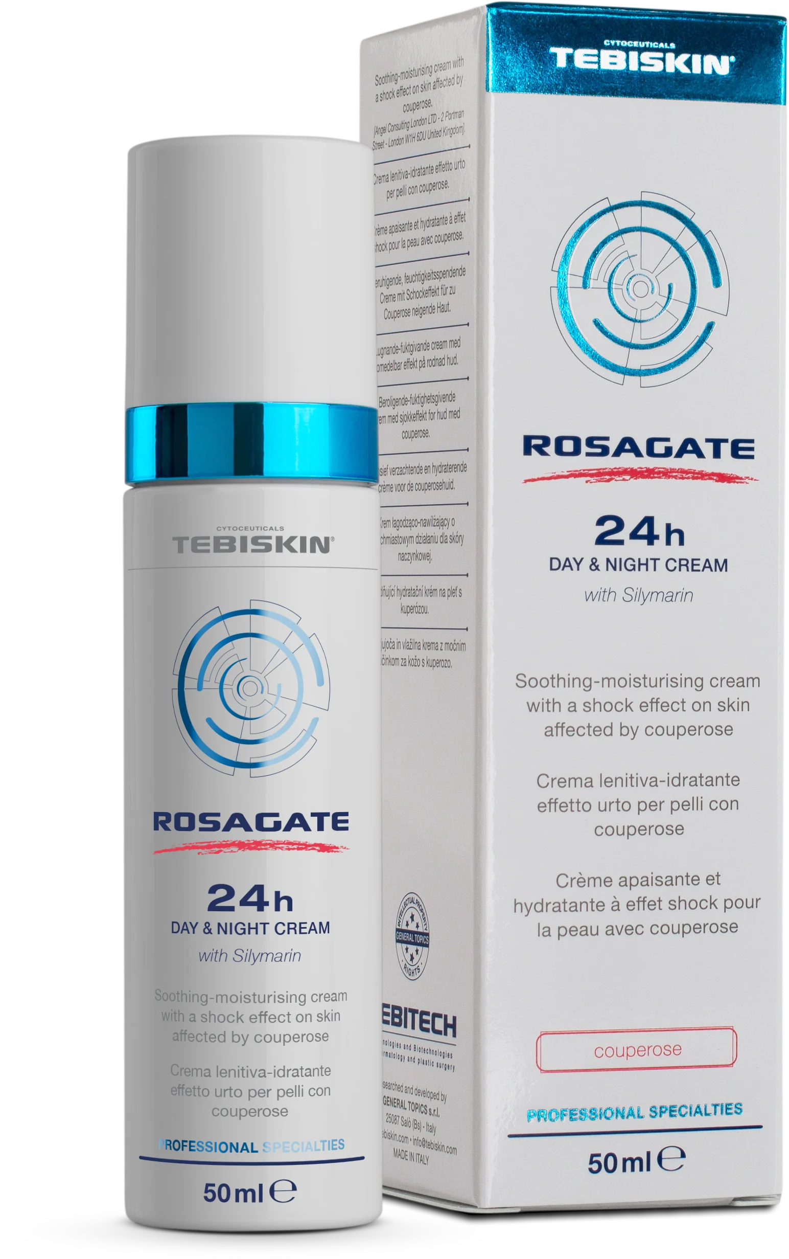 ROSAGATE® 24h DAY & NIGHT CREAM Raminamasis ir drėkinamasis kremas nuo kuperozės kenčiančiai odai